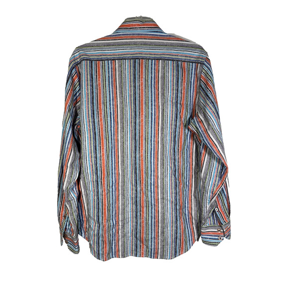 Robert Graham Men's L Rainbow Stripe Flip Cuff Button Up Shirt Exclusive - Picture 2 of 8